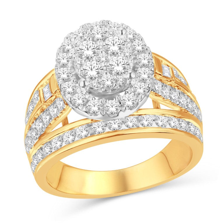 10 Karat Yellow Gold 3.00 Carat Diamonds Oval Ladies Ring-0225649-YG - Picasso Gold & Diamond Jewelry