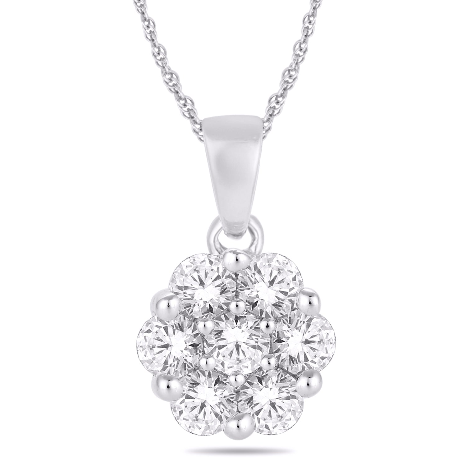 10 Karat White Gold 0.75 Carat Diamonds Flower Pendant-0825233-WG-10 KT - Picasso Gold & Diamond Jewelry