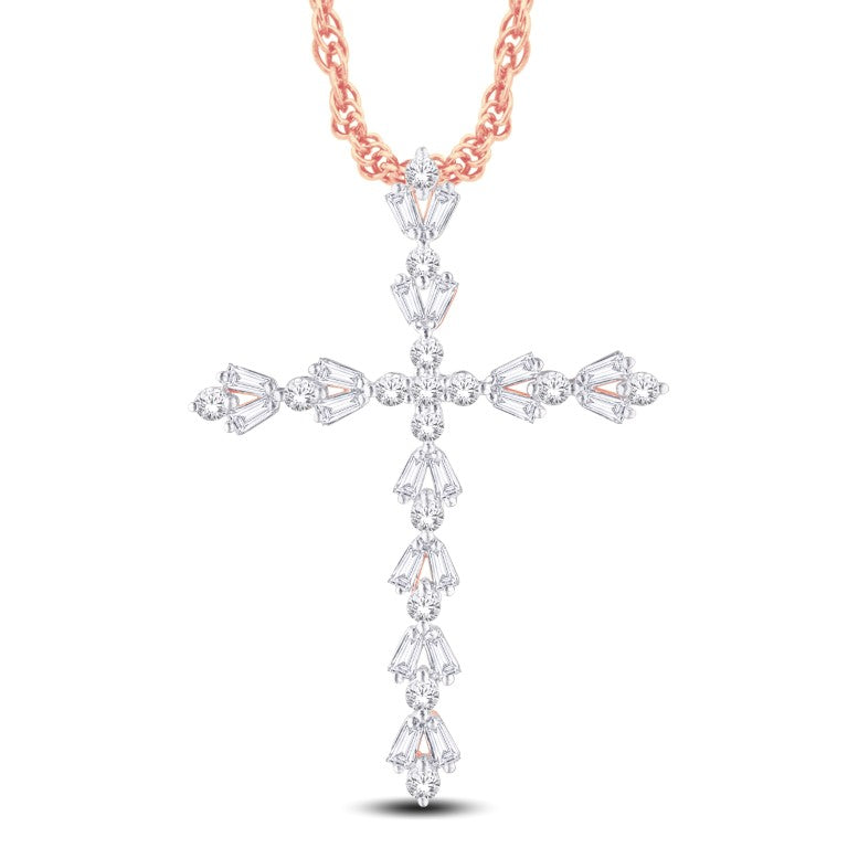14 Karat Rose Gold 0.74 Carat Diamonds Latin Cross Pendant-0825623-RG - Picasso Gold & Diamond Jewelry