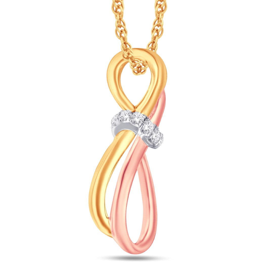 10 Karat Triple-Tone Gold 0.05 Carat Diamonds Infinity Pendant-0825907-TTT - Picasso Gold & Diamond Jewelry