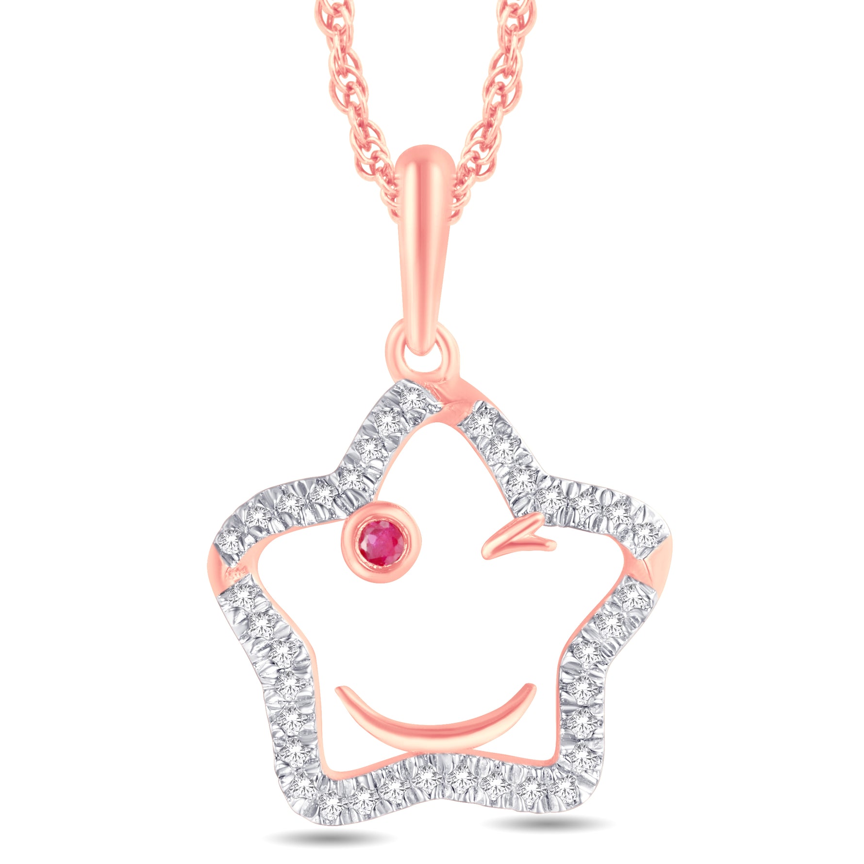 10 Karat Rose Gold 0.08 Carat Diamonds Star Pendant - Picasso Gold & Diamond Jewelry