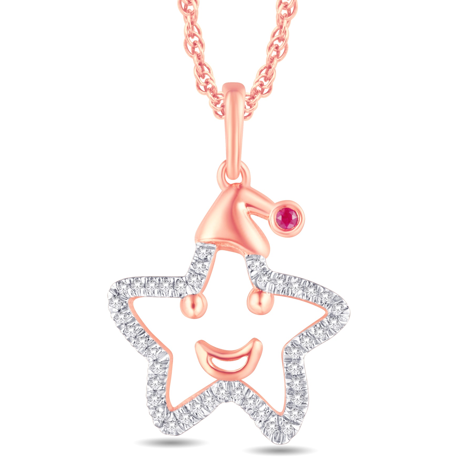 10 Karat Rose Gold 0.09 Carat Diamonds Star Pendant - Picasso Gold & Diamond Jewelry