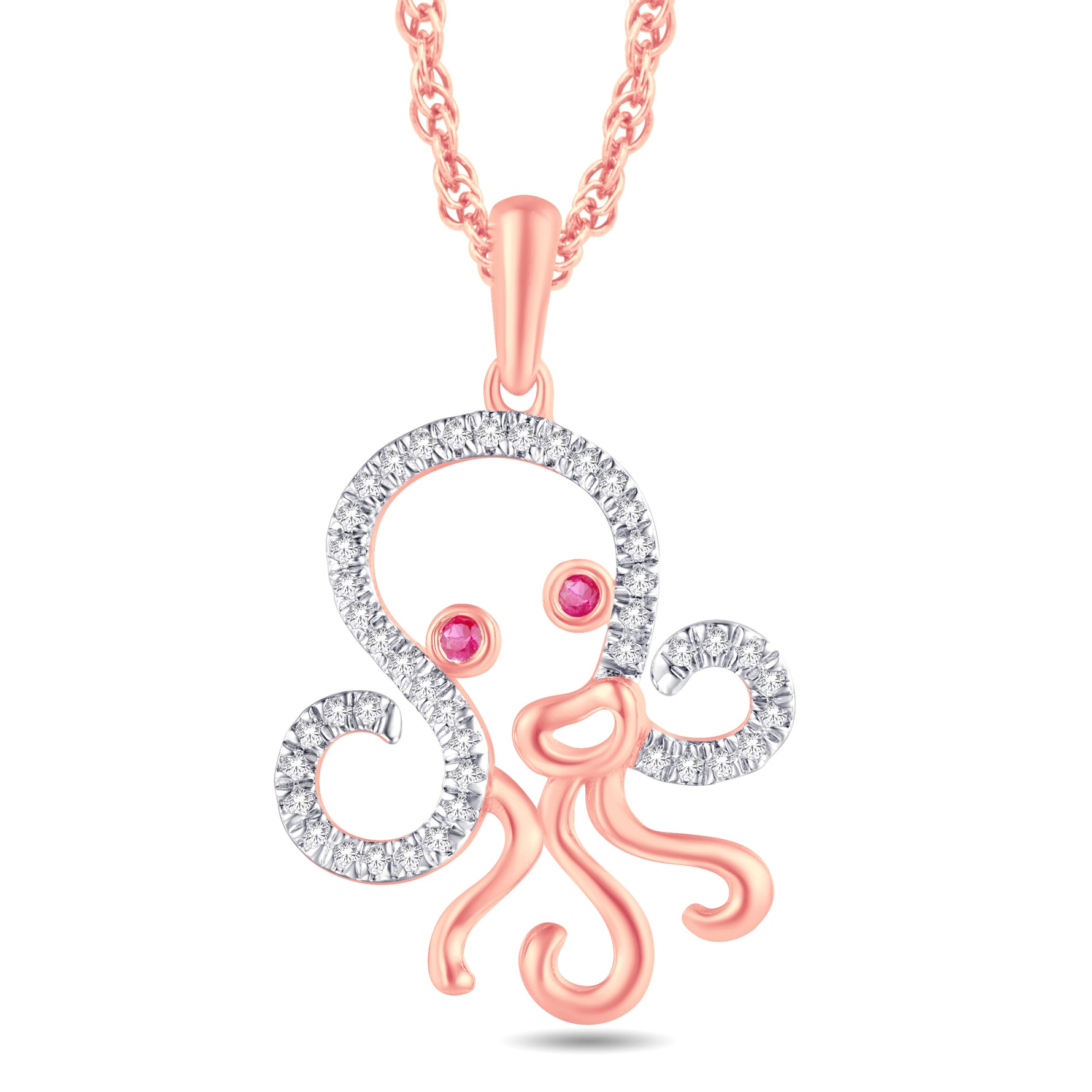 10 Karat Rose Gold 0.13 Carat Diamonds Octopus Pendant-0825932-RG - Picasso Gold & Diamond Jewelry