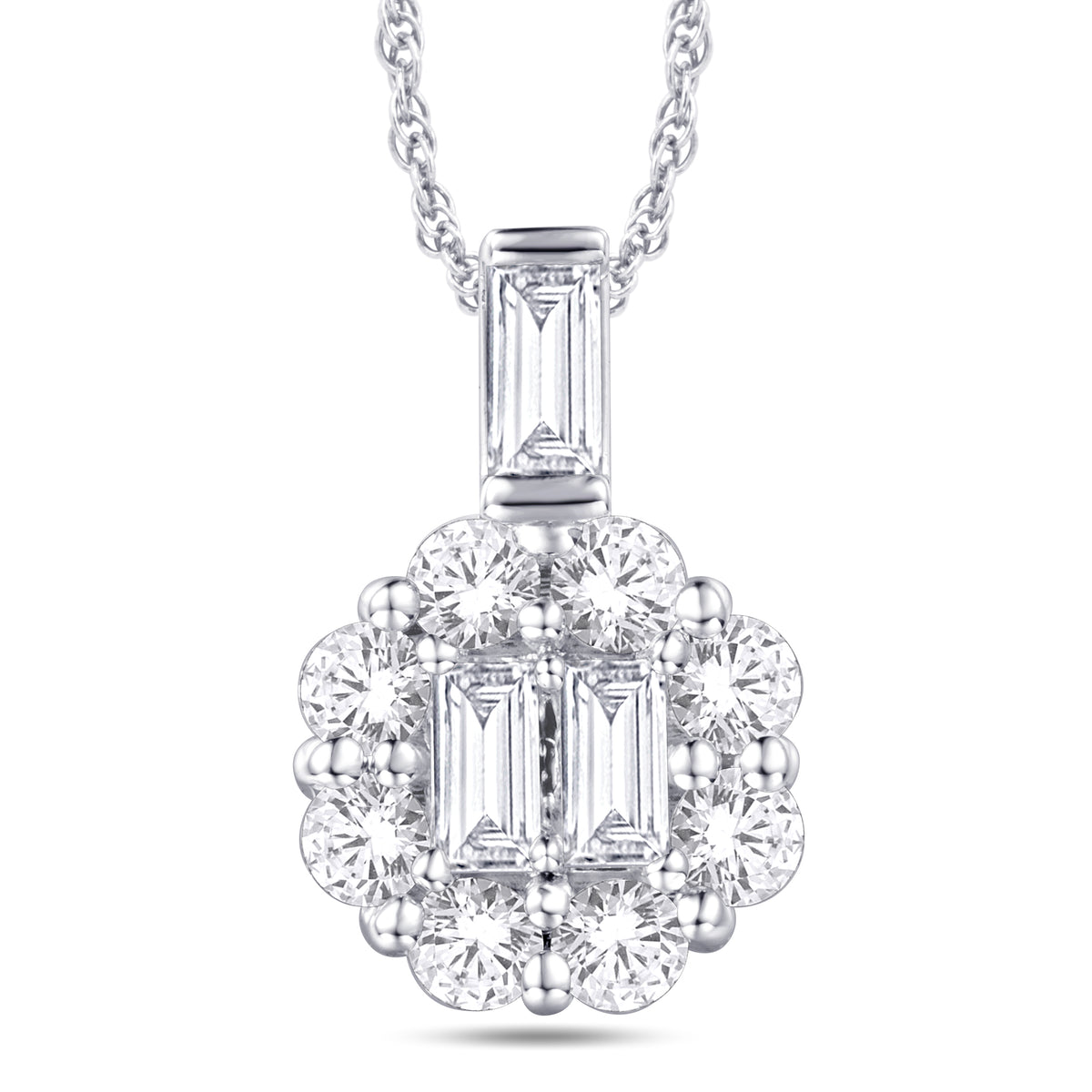 14 Karat White Gold 0.35 Carat Diamonds Flower Pendant-0825950-WG - Picasso Gold & Diamond Jewelry