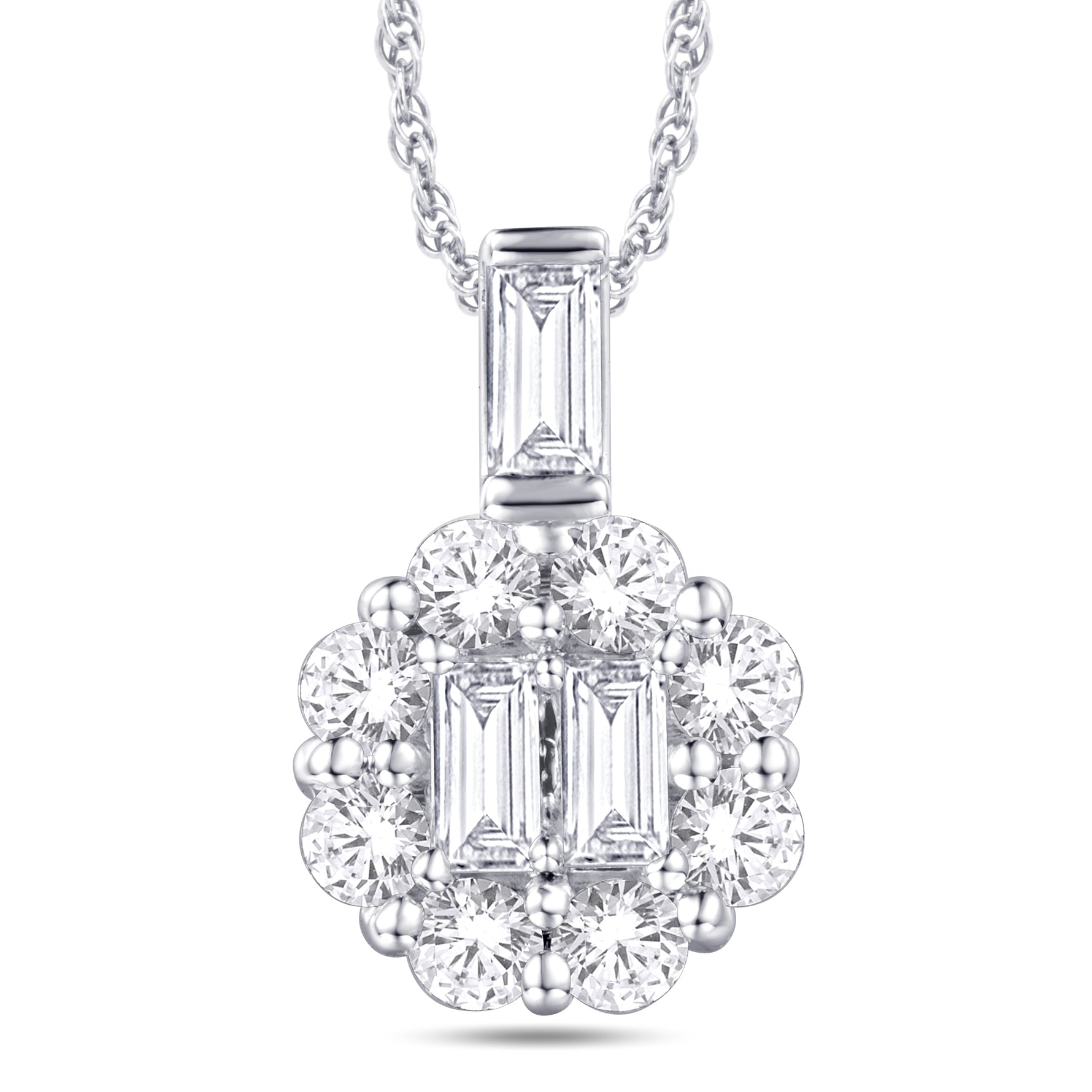 14 Karat White Gold 0.35 Carat Diamonds Flower Pendant-0825950-WG - Picasso Gold & Diamond Jewelry