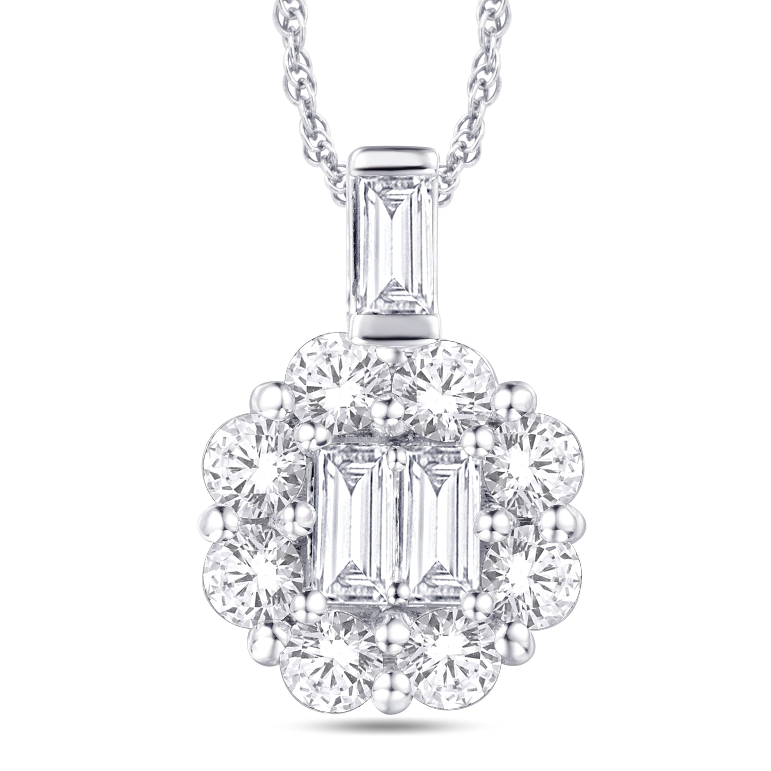 14 Karat White Gold 0.50 Carat Diamonds Flower Pendant-0825951-WG - Picasso Gold & Diamond Jewelry