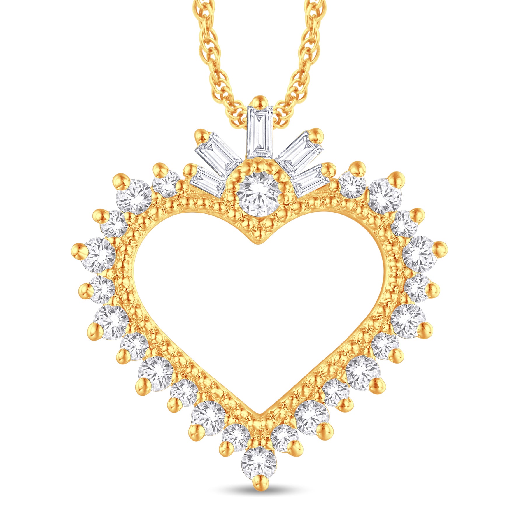 10 Karat All Yellow Gold 0.28 Carat Diamonds Heart Pendant-0826106-ALY - Picasso Gold & Diamond Jewelry