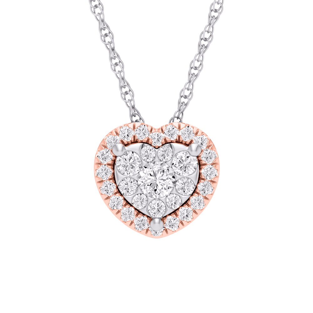 10 Karat Two-tone (Rose and White) Gold 0.25 Carat Diamonds Heart Pendant-0829298-RW - Picasso Gold & Diamond Jewelry
