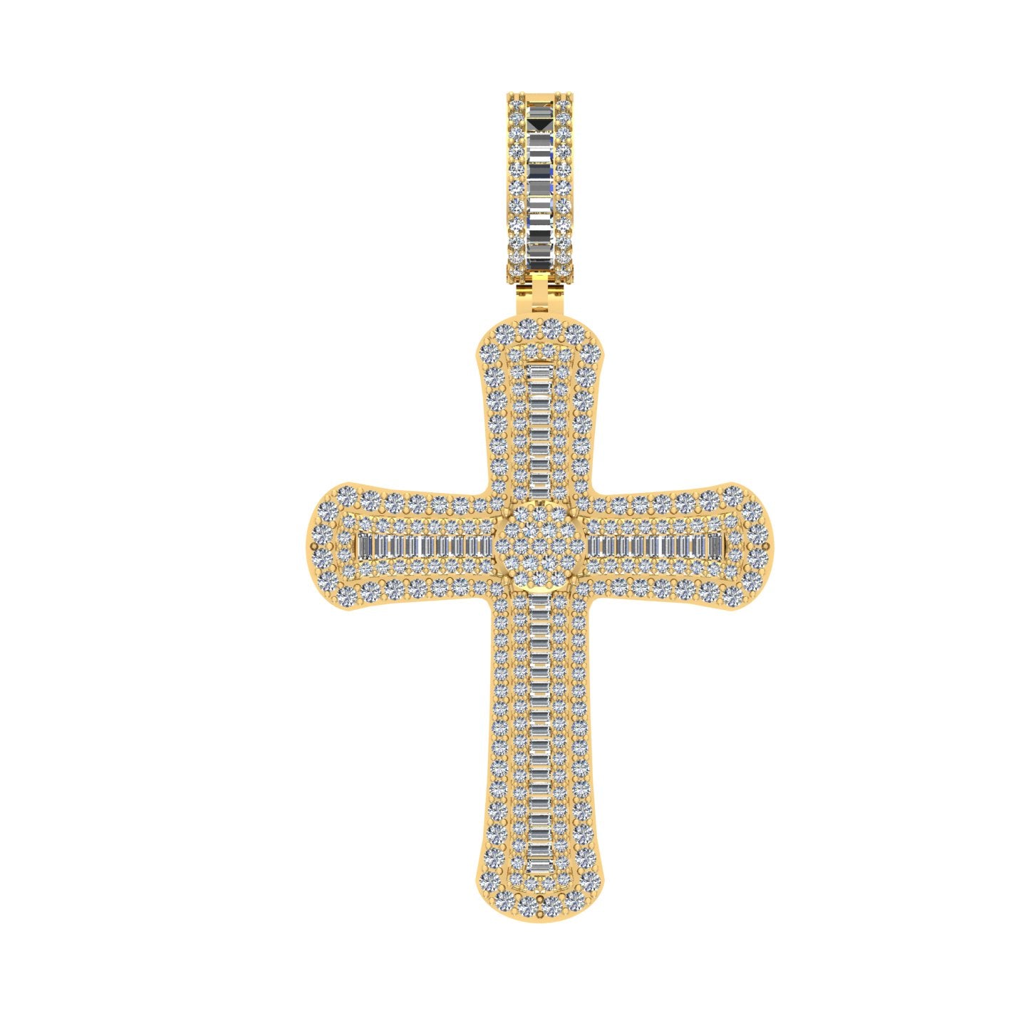 10 Karat Yellow Gold 3.10 Carat Diamonds Latin Cross Pendant-0830020-YG - Picasso Gold & Diamond Jewelry