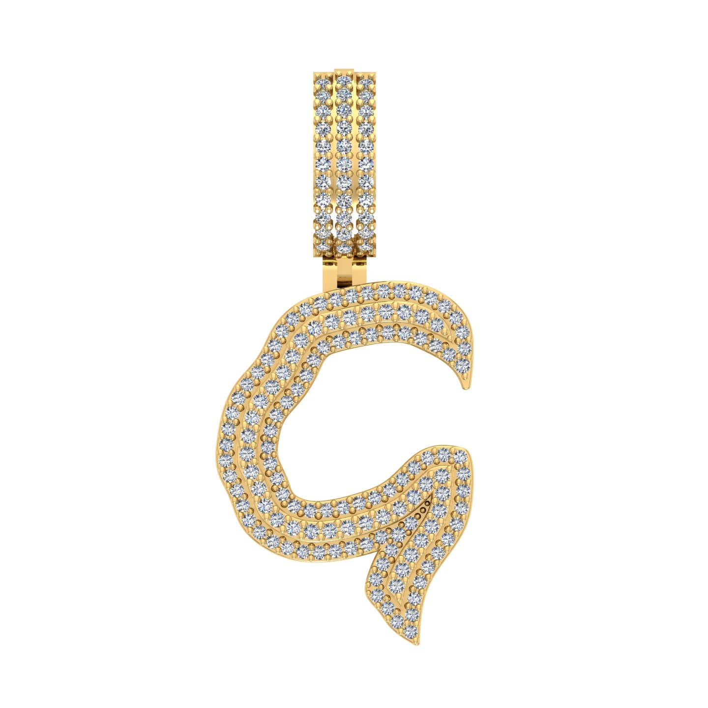 10 Karat Yellow Gold 0.90 Carat Diamonds Initial (G) Pendant-0830031-YG - Picasso Gold & Diamond Jewelry