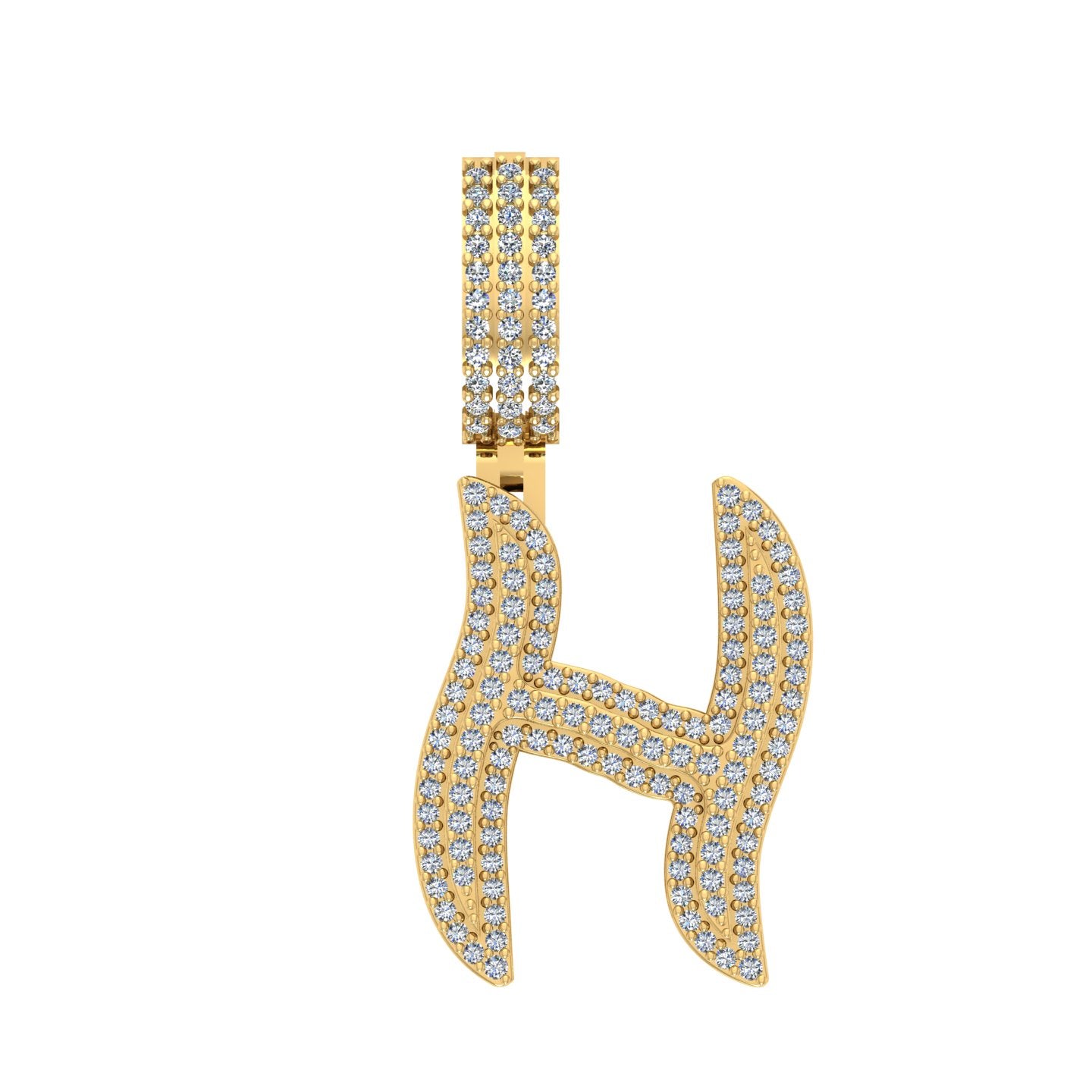 10 Karat Yellow Gold 0.90 Carat Diamonds Initial (H) Pendant-0830032-YG - Picasso Gold & Diamond Jewelry