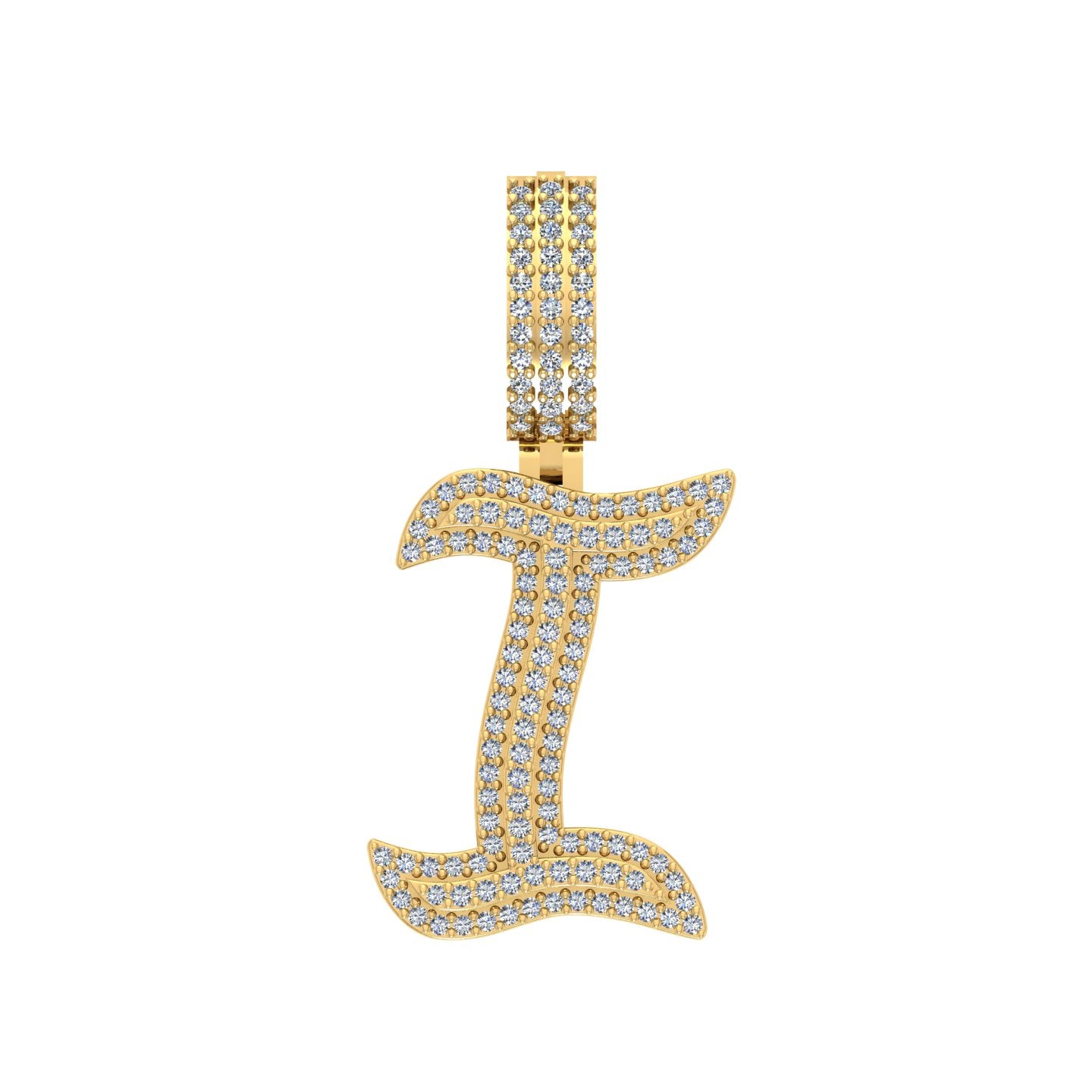 10 Karat Yellow Gold 0.83 Carat Diamonds Initial (I) Pendant-0830033-YG - Picasso Gold & Diamond Jewelry