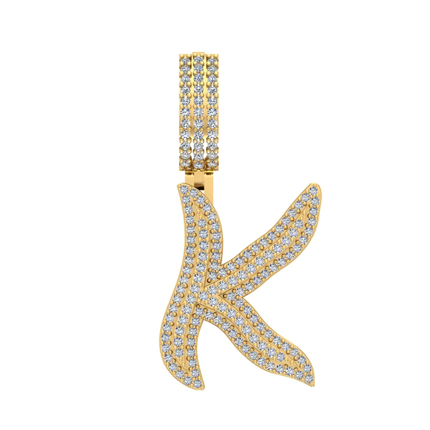 10 Karat Yellow Gold 0.90 Carat Diamonds Initial (K) Pendant-0830036-YG - Picasso Gold & Diamond Jewelry