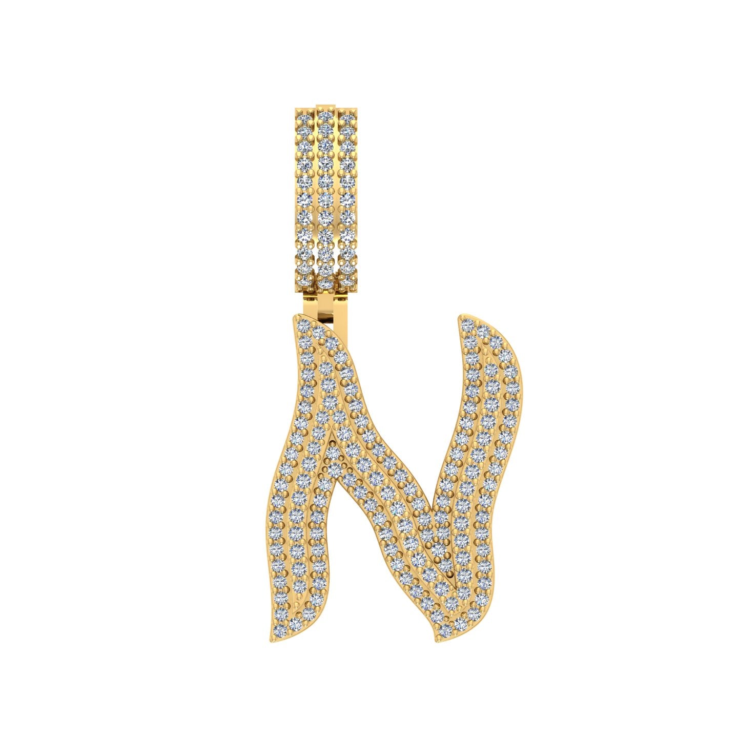 10 Karat Yellow Gold 1.02 Carat Diamonds Initial (N) Pendant-0830038-YG - Picasso Gold & Diamond Jewelry