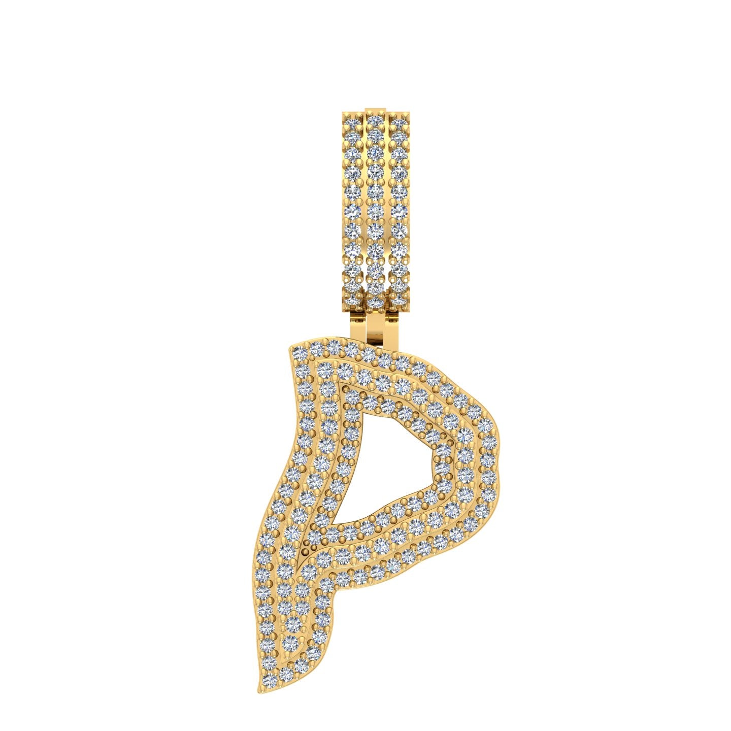 10 Karat Yellow Gold 0.90 Carat Diamonds Initial (P) Pendant-0830039-YG - Picasso Gold & Diamond Jewelry