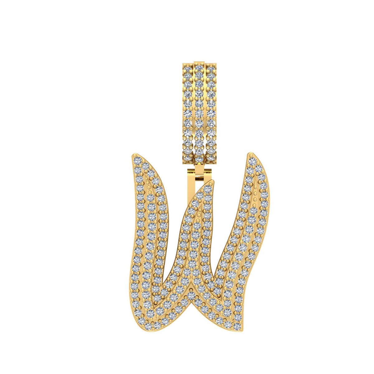 10 Karat Yellow Gold 1.00 Carat Diamonds Initial (W) Pendant-0830043-YG - Picasso Gold & Diamond Jewelry