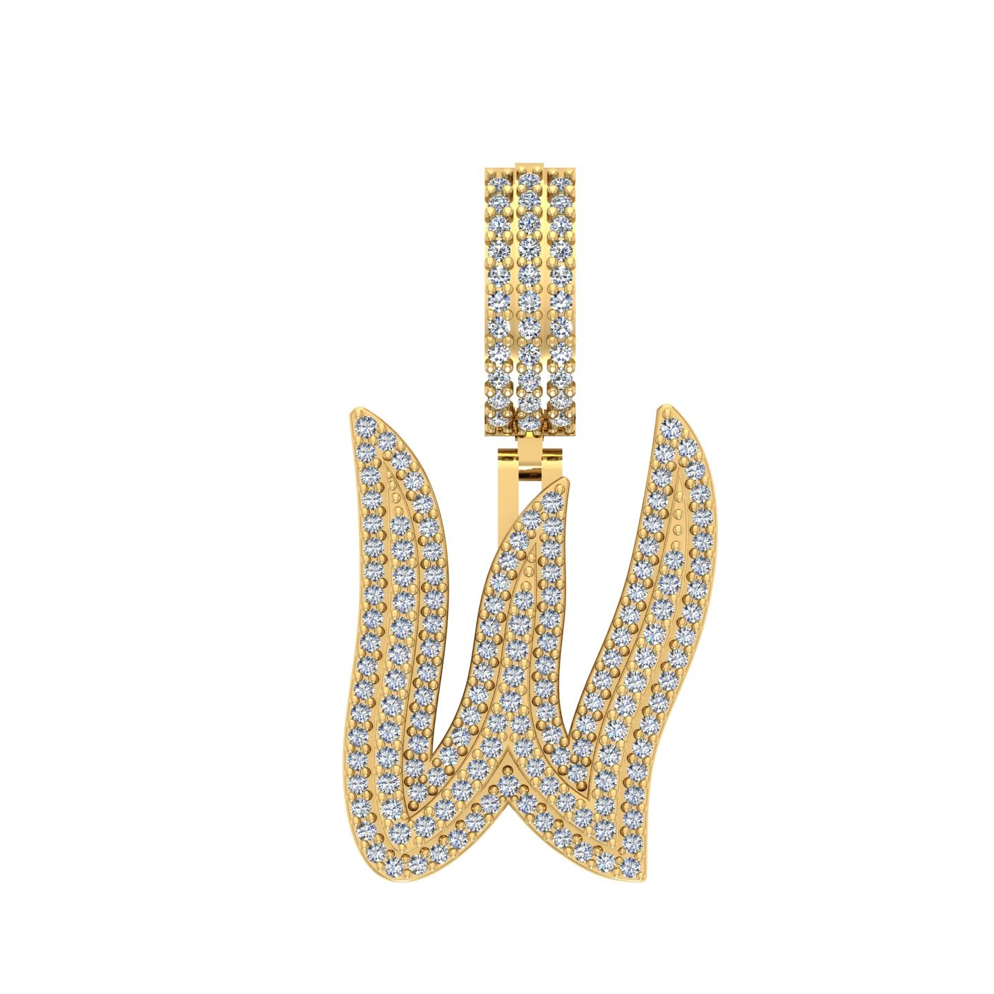10 Karat Yellow Gold 1.00 Carat Diamonds Initial (W) Pendant-0830043-YG - Picasso Gold & Diamond Jewelry