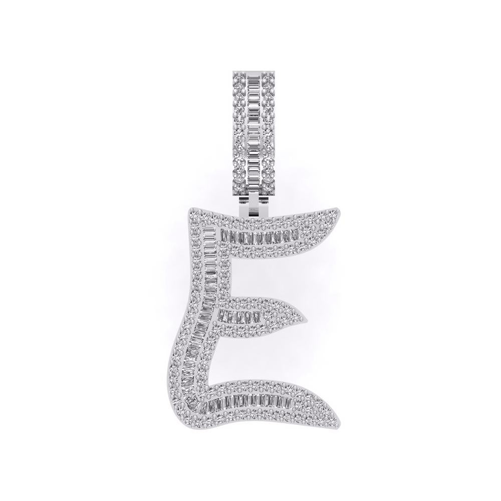 10 Karat White Gold 1.02 Carat Diamonds Initial (E) Pendant-0830047-WG - Picasso Gold & Diamond Jewelry