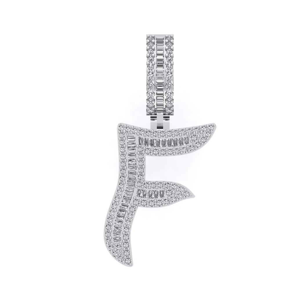 10 Karat White Gold 0.82 Carat Diamonds Initial (F) Pendant-0830048-WG - Picasso Gold & Diamond Jewelry