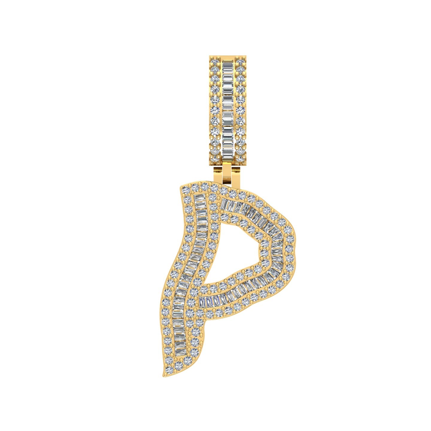 10 Karat Yellow Gold 0.94 Carat Diamonds Initial (P) Pendant-0830057-YG - Picasso Gold & Diamond Jewelry