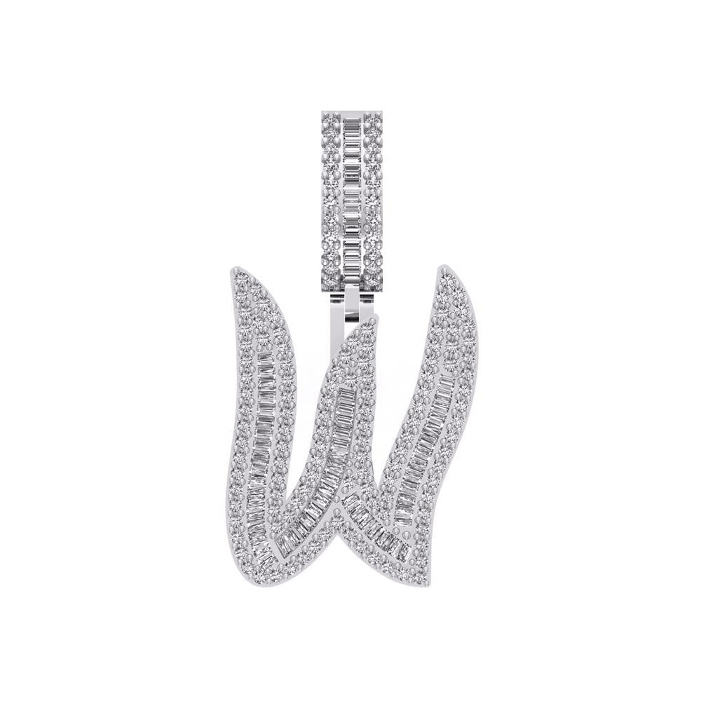 10 Karat White Gold 1.11 Carat Diamonds Initial (W) Pendant-0830061-WG - Picasso Gold & Diamond Jewelry