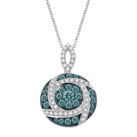 14 Karat White Gold 0.58 Carat Diamonds (0.41 Blu) Round Pendant-0832244-WG - Picasso Gold & Diamond Jewelry