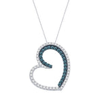 14 Karat White Gold 0.37 Carat Diamonds (0.13 Blu) Heart Pendant-0832248-WG - Picasso Gold & Diamond Jewelry