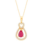 14 Karat Yellow Gold 0.19 Carat Diamonds (0.64 Ruby) Pear Pendant With Chain-0832269-YG - Picasso Gold & Diamond Jewelry
