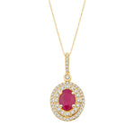14 Karat Yellow Gold 1.63 Carat Diamonds (1.10 CTR) Oval Pendant With Chain-0832271-YG - Picasso Gold & Diamond Jewelry
