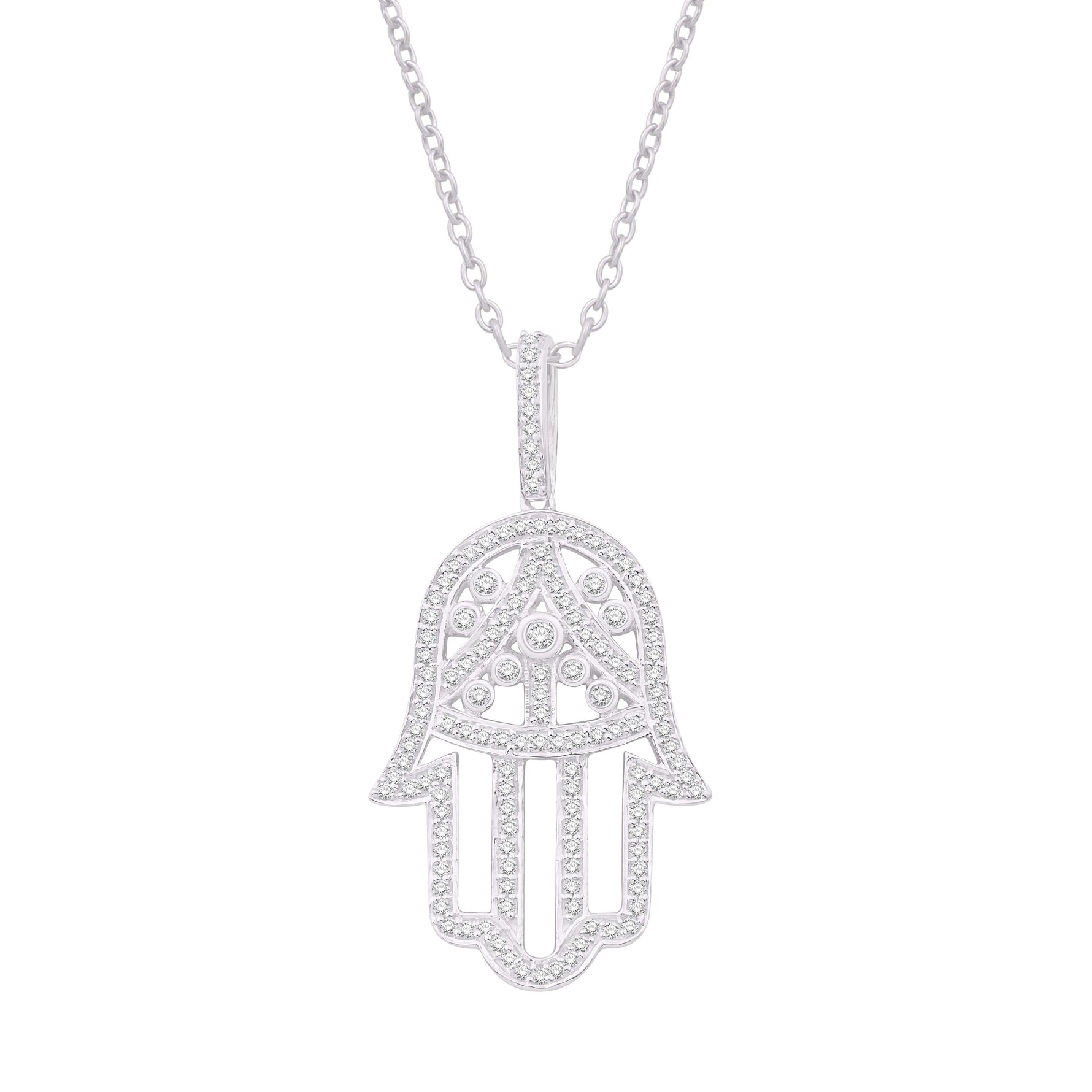10 Karat White Gold 0.40 Carat Diamonds Hamsa Pendant-0832298-WG - Picasso Gold & Diamond Jewelry