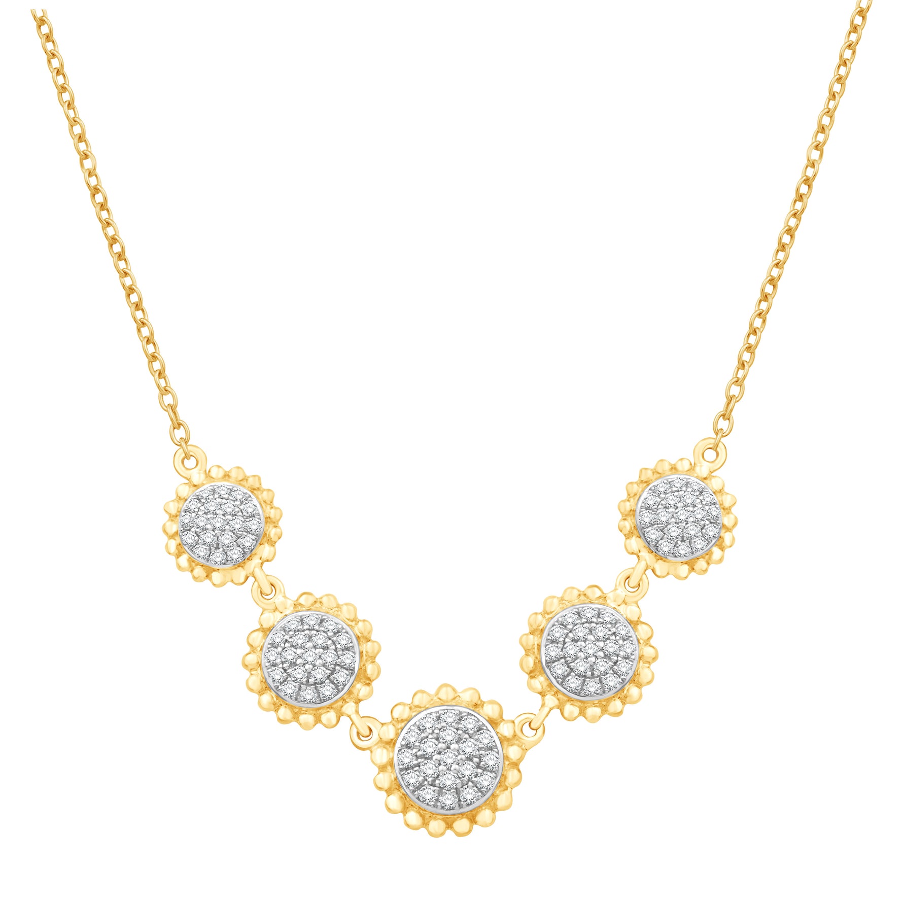 10 Karat Two-Tone (Yellow and White) Gold 0.37 Carat Diamonds Fashion Pendant With Chain - Picasso Gold & Diamond Jewelry