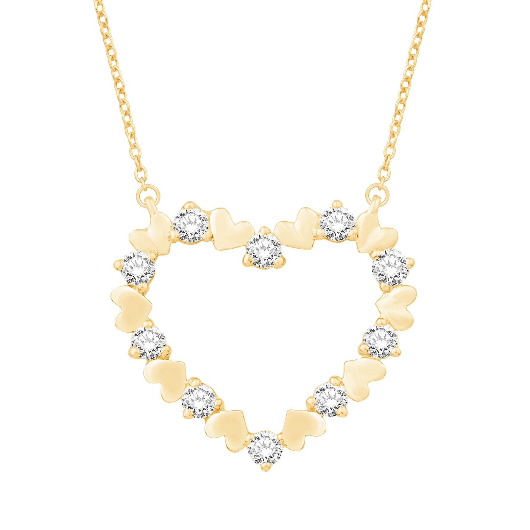 10 Karat Yellow Gold 0.50 Carat Diamonds Heart Pendant With Chain - Picasso Gold & Diamond Jewelry