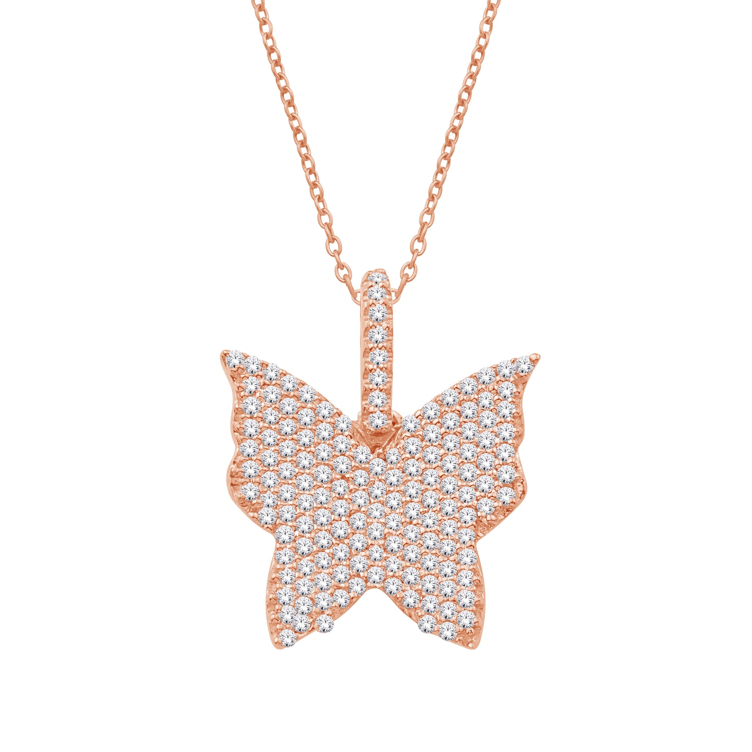 10 Karat All Rose Gold 0.47 Carat Diamonds Butterfly Pendant-0832850-ALR - Picasso Gold & Diamond Jewelry