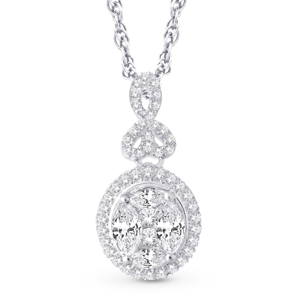 14 Karat All Rose Gold 0.75 Carat Diamonds Oval Pendant-0832915-ALR - Picasso Gold & Diamond Jewelry