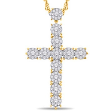 14 Karat Yellow Gold 2.50 Carat Diamonds Latin Cross HipHop Pendant-1025096-YG - Picasso Gold & Diamond Jewelry