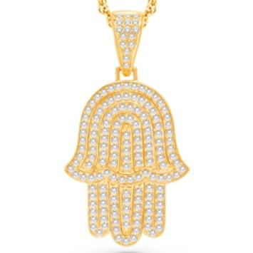 14 Karat Yellow Gold 2.50 Carat Diamonds Hamsa HipHop Pendant-1025114-YG - Picasso Gold & Diamond Jewelry