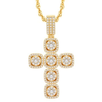 14 Karat Yellow Gold 4.00 Carat Diamonds Latin Cross HipHop Pendant-1025118-YG - Picasso Gold & Diamond Jewelry