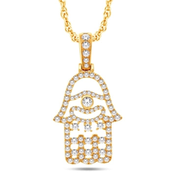14 Karat Yellow Gold 3.00 Carat Diamonds Hamsa HipHop Pendant-1025222-YG - Picasso Gold & Diamond Jewelry