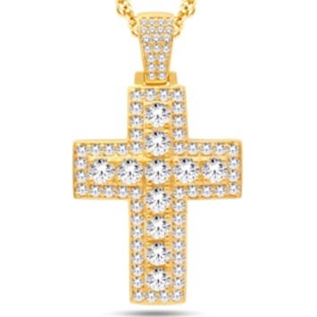 14 Karat Yellow Gold 3.85 Carat Diamonds Latin Cross HipHop Pendant-1025232-YG - Picasso Gold & Diamond Jewelry