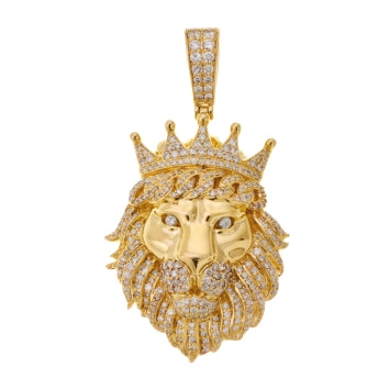 14 Karat All Yellow Gold 1.50 Carat Diamonds Lion Face HipHop Pendant-1025295-ALY - Picasso Gold & Diamond Jewelry
