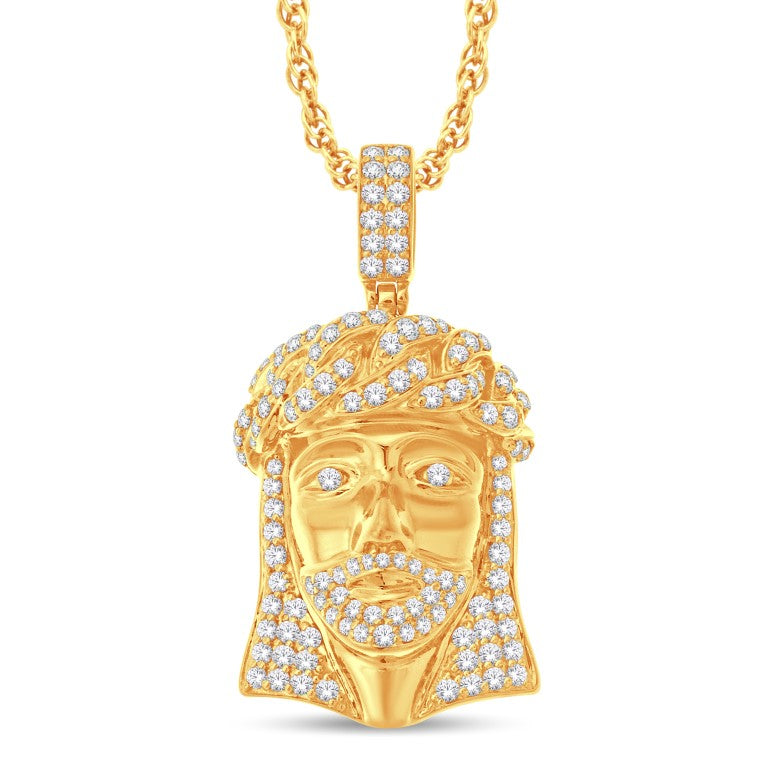 14 Karat All Yellow Gold 3.10 Carat Diamonds Jesus HipHop Pendant-1025346-ALY - Picasso Gold & Diamond Jewelry