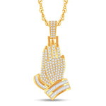 10 Karat All Yellow Gold 2.52 Carat Diamonds Praying Hands HipHop Pendant - Picasso Gold & Diamond Jewelry