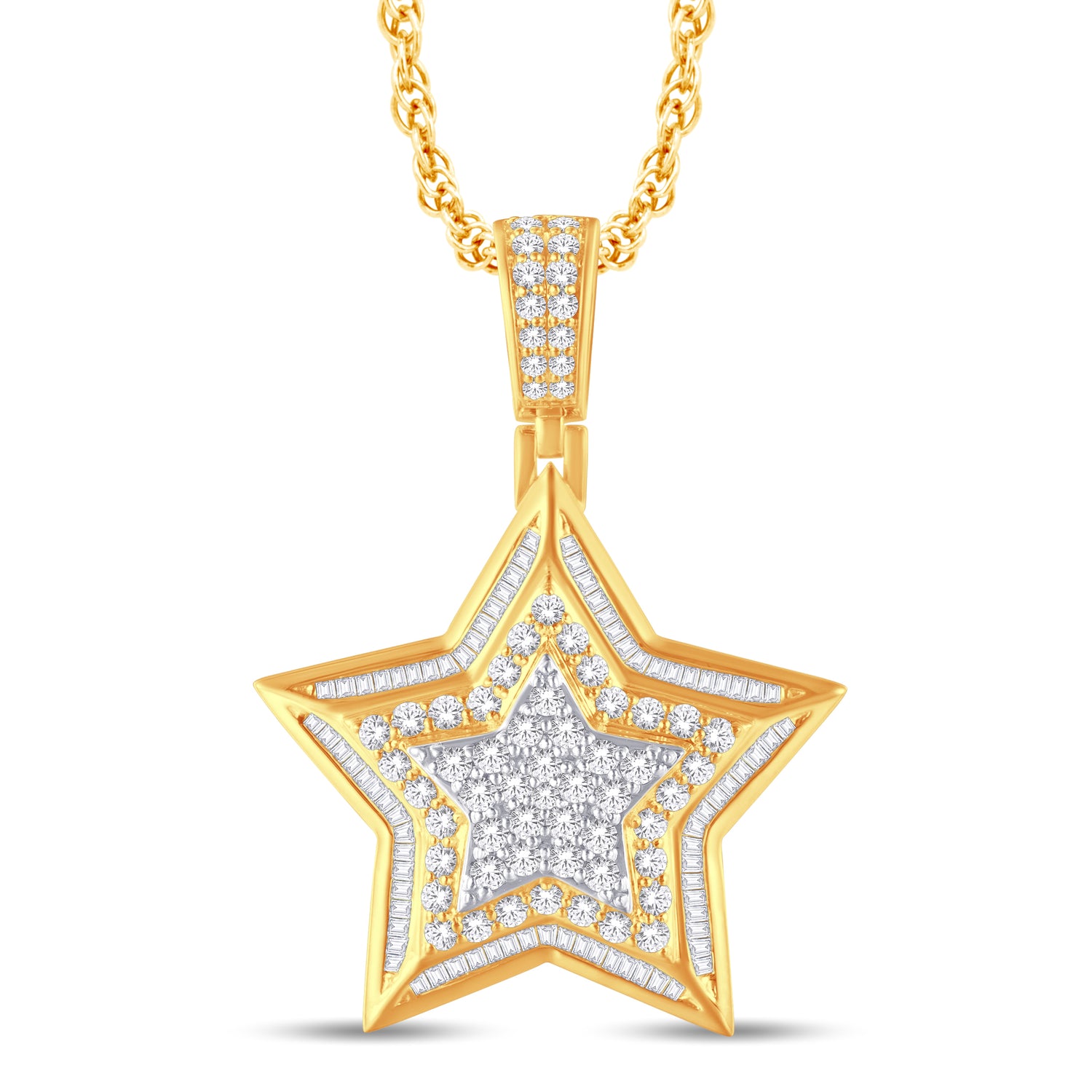 10 Karat Yellow Gold 2.88 Carat Diamonds Star HipHop Pendant-1025781-YG - Picasso Gold & Diamond Jewelry