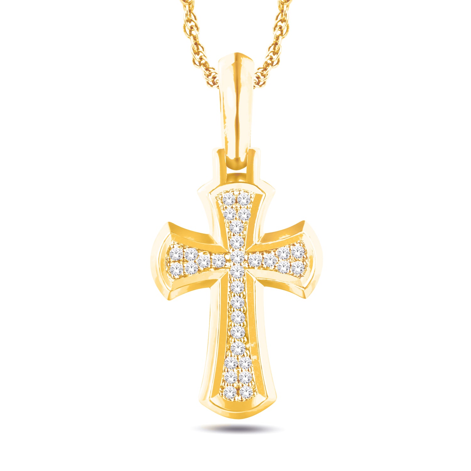 10 Karat All Yellow Gold 0.30 Carat Diamonds Latin Cross Pendant-1026337-ALY - Picasso Gold & Diamond Jewelry