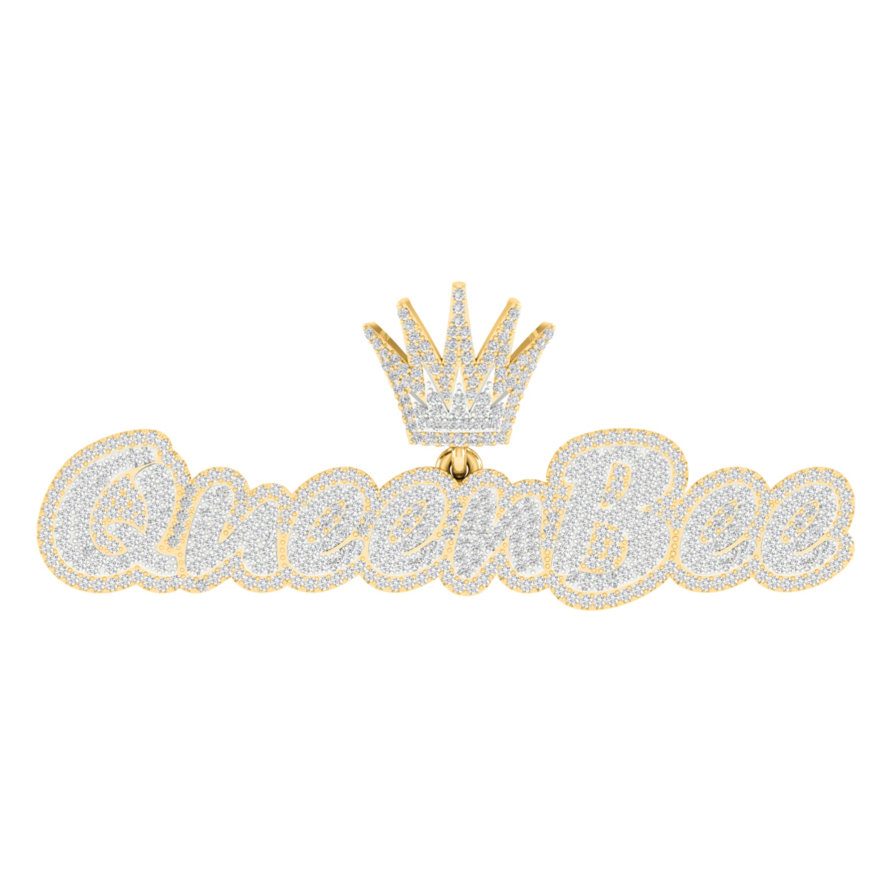 10 Karat Yellow Gold 1.63 Carat Diamonds Queen Bee HipHop Pendant - Picasso Gold & Diamond Jewelry