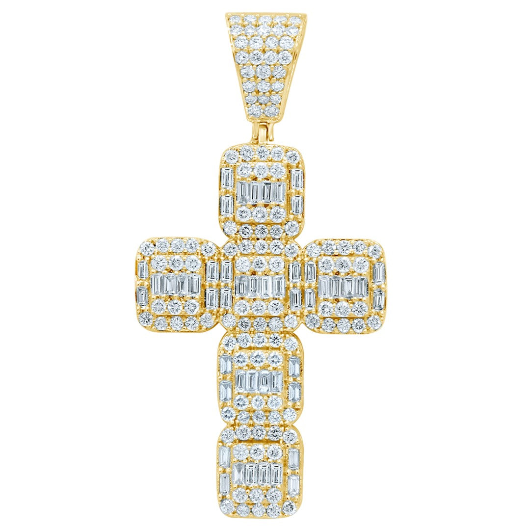10 Karat Yellow Gold 3.15 Carat Diamonds Latin Cross HipHop Pendant-1029476-YG - Picasso Gold & Diamond Jewelry