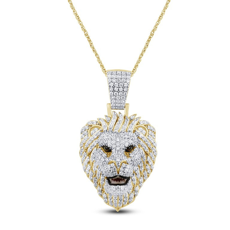 10 Karat Yellow Gold 2.17 Carat Diamonds Lion Face HipHop Pendant-1029528-YG - Picasso Gold & Diamond Jewelry