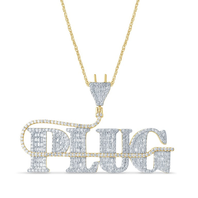 10 Karat Yellow Gold 2.64 Carat Diamonds PLUG HipHop Pendant-1029542-YG - Picasso Gold & Diamond Jewelry