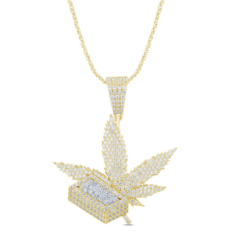 10 Karat Yellow Gold 2.75 Carat Diamonds Marijuana Leaf HipHop Pendant-1029573-YG - Picasso Gold & Diamond Jewelry