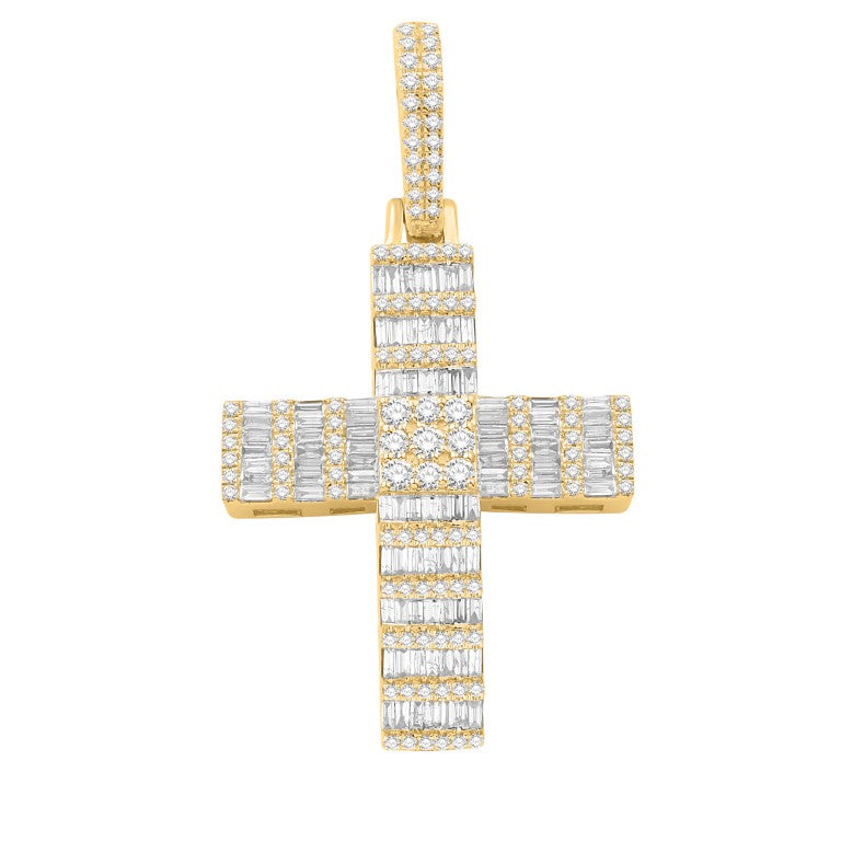 10 Karat Yellow Gold 1.41 Carat Diamonds Latin Cross HipHop Pendant-1032065-YG - Picasso Gold & Diamond Jewelry